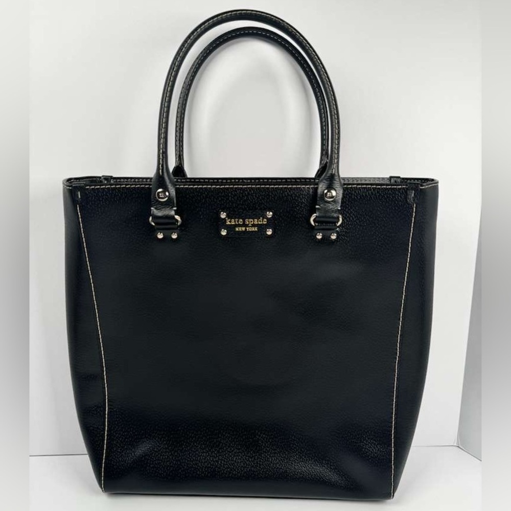Kate Spade Wellesley Queen Boarskin Large Black Leather Tote Bag